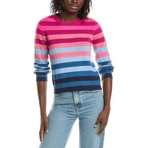 &Isla Womens  Ariana Stripe 100% Cashmere Sweater, Navy